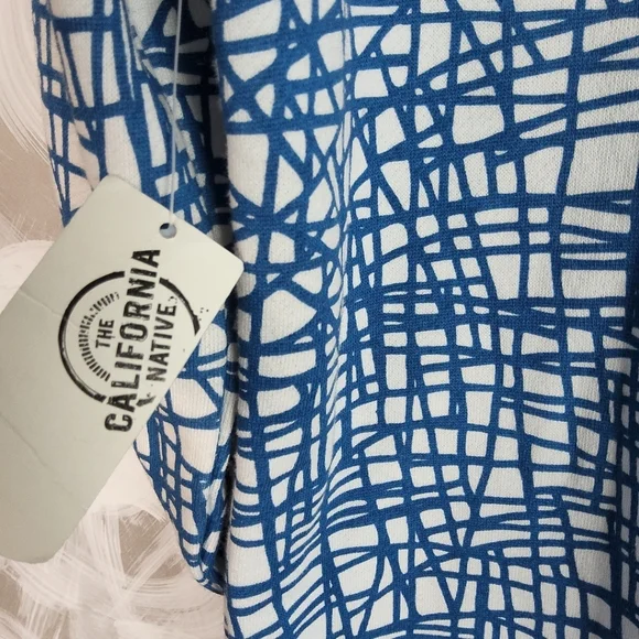 Famous Stars & Straps Blue and White Zip Up Sweater